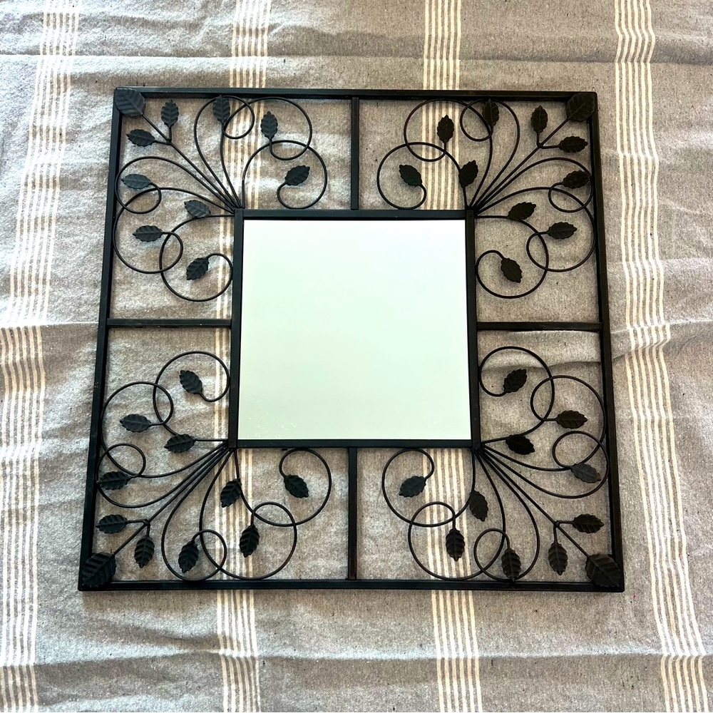 Black metal mirror